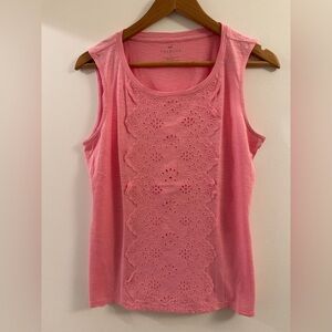 Talbots Pink Tank Top with Floral Texture